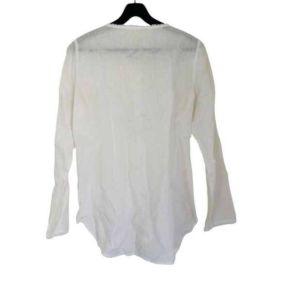 Eileen Fisher Pleated Long Sleeve Button Down Irish Linen Shirt Size PS - Picture 2 of 5